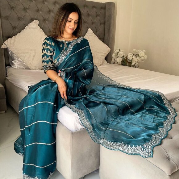 Indian SAREE FABRIC - Zimi chu with seqwance work - Picture 9 of 15